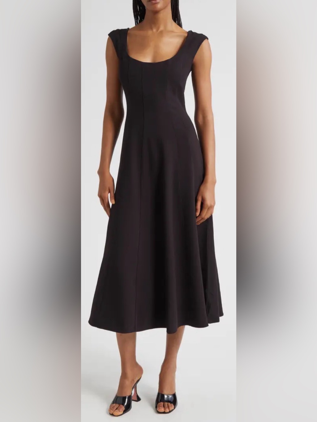 New Staud Cap Sleeve Midi Dress In Black Size 2